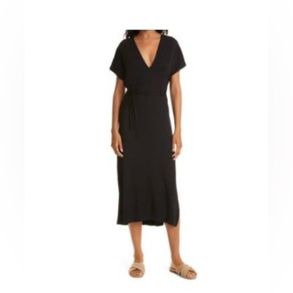 Vince Double V-neck Knit Popover Dress - Black - Medium